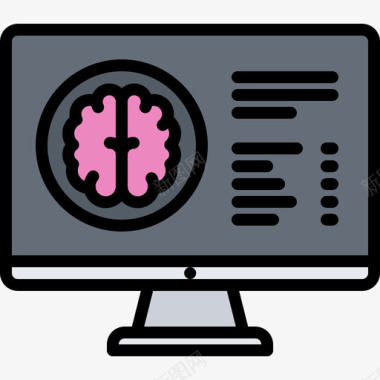 大脑矢量大脑医疗技术9颜色图标图标