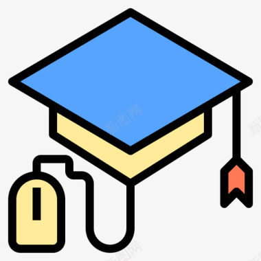 墨迹数字2Mortarboard数字学习2线性颜色图标图标