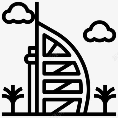 矢量阿拉伯阿拉伯大教堂世界地标2直线图标图标