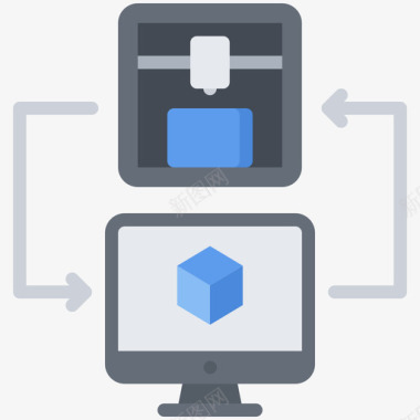 3d中式计算机3d打印机1平板图标图标