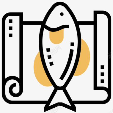 矢量鱼鱼烧烤和烧烤派对4黄影图标图标