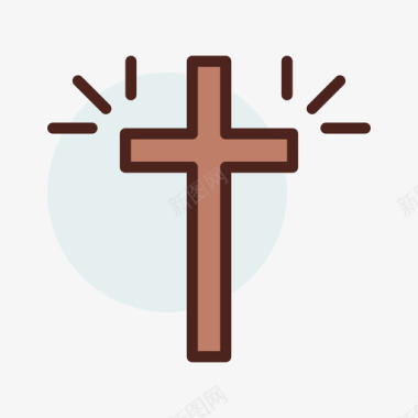 4K图标十字架基督教4线性颜色图标图标