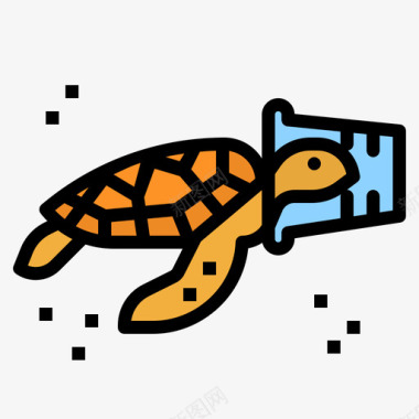 甲鱼塑料污染18线颜色图标图标
