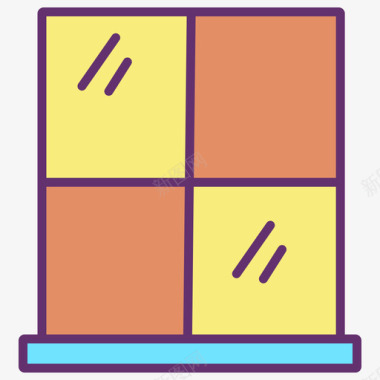 线性装饰窗户家具装饰4线性颜色图标图标