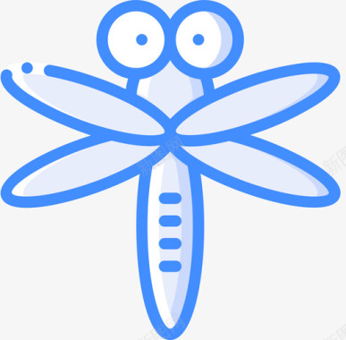 蜻蜓昆虫和昆虫蓝色图标图标