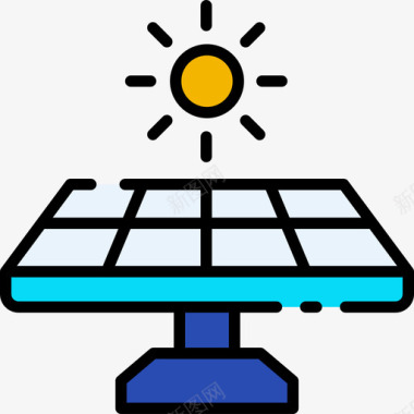 太阳能充电桩太阳能电池板技术99线性颜色图标图标