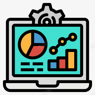 61宣传报告计算机61线性颜色图标图标