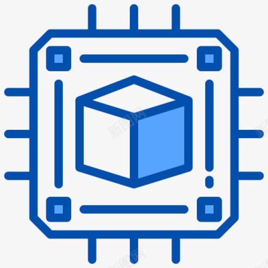 区块链技术Cpu区块链53蓝色图标图标