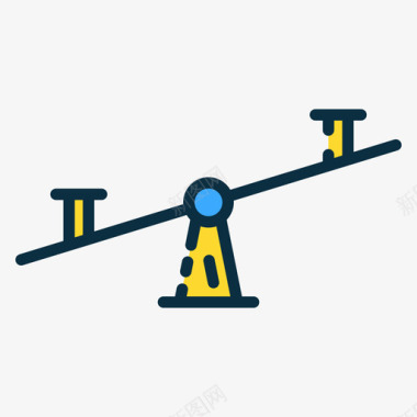 玩跷跷板跷跷板操场62线性颜色图标图标