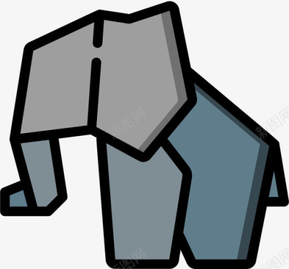 大象折纸2线性颜色图标图标