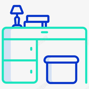 3d装饰书桌家具装饰3轮廓颜色图标图标
