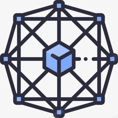 区块链区块链加密货币80线性颜色图标图标