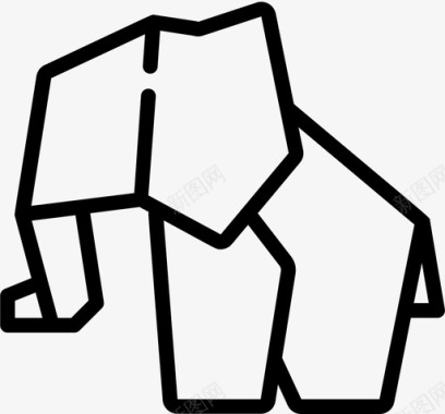 大象折纸3线状图标图标