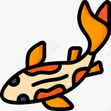 锦鲤鱼日本63线形颜色图标图标