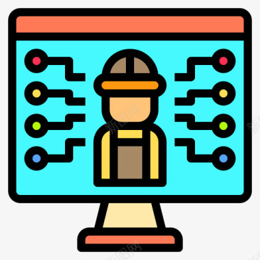 工程师海报工程师工程96线性颜色图标图标