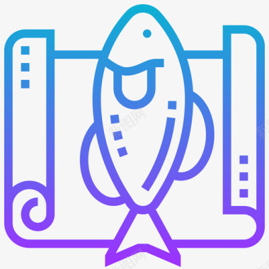 矢量鱼鱼烧烤和烧烤派对1梯度图标图标