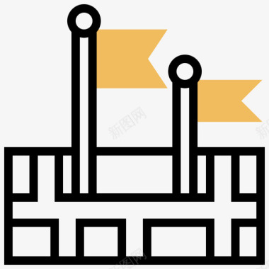 旗帜地图和导航19黄色阴影图标图标