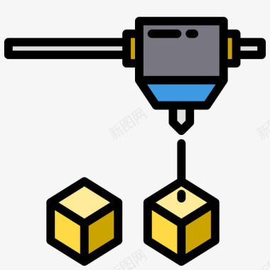 2D人3d打印机3d打印2线性颜色图标图标