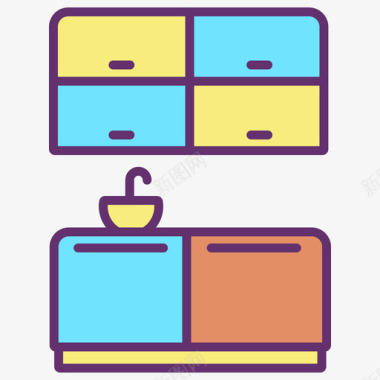 线性装饰厨房家具装饰4线性颜色图标图标