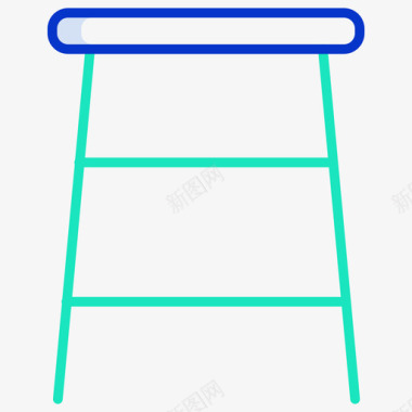 欧式凳子设计凳子家具装饰3轮廓颜色图标图标