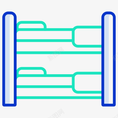 双层床家具装饰3轮廓颜色图标图标