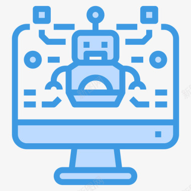 机器人教育和学习15蓝色图标图标