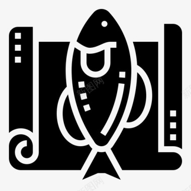 矢量鱼鱼烧烤和烧烤派对2字形图标图标