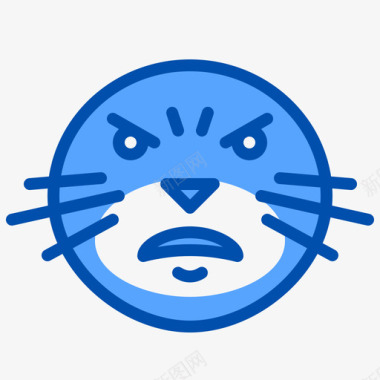 愤怒海豹表情3蓝色图标图标