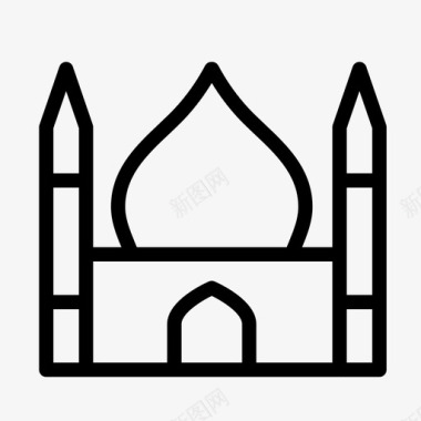 勾勒清真寺建筑社区图标图标