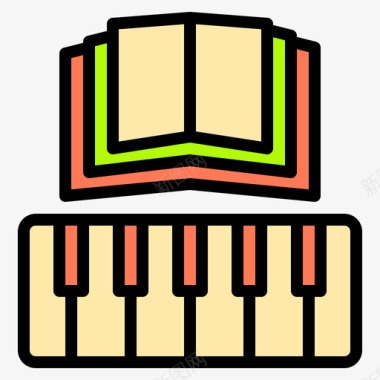 多次钢琴琴键钢琴音乐和声音11线性颜色图标图标