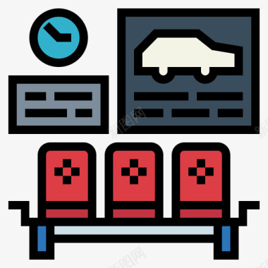 输液室候车室洗车室14线性颜色图标图标