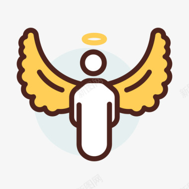 天使天使基督教4线性颜色图标图标