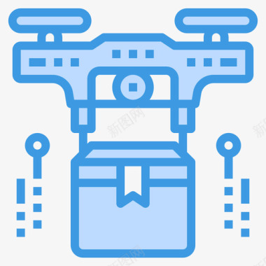无人售货机无人机后勤和运输12蓝色图标图标