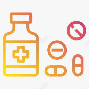 医用体温计药丸医用214梯度图标图标
