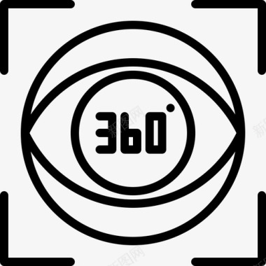 360全景图360度虚拟现实89线性图标图标