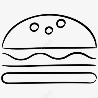 三明治汉堡食物手绘图标图标