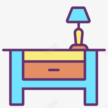 线性装饰边桌家具装饰4线性颜色图标图标