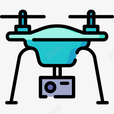 无人机无人机25摄像机线性彩色图标图标