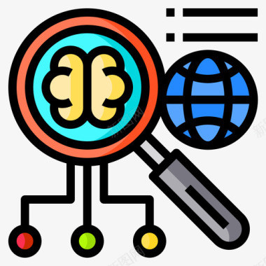 大脑矢量搜索大脑概念9线性颜色图标图标