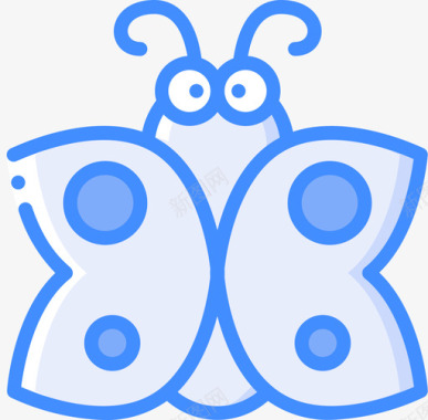 蝴蝶昆虫和昆虫蓝色图标图标