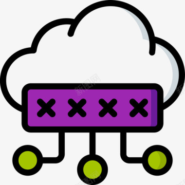 云计算大数据72线性彩色图标图标