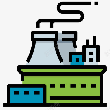 发电厂石油4线性颜色图标图标