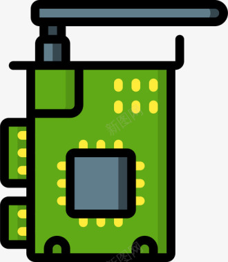 处理器硬件图标芯片计算机硬件29线性彩色图标图标