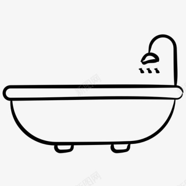 浴室淋浴家具手绘图标图标