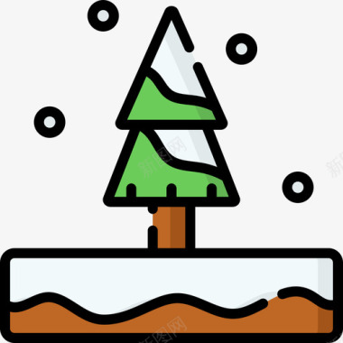 冬松树冬性14线形颜色图标图标