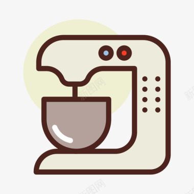 厨房机器人电子74线性彩色图标图标