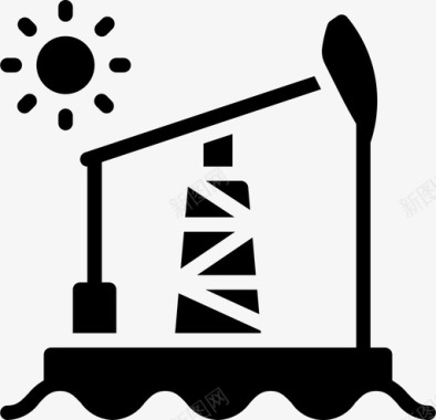 天然大树石油钻机石油和天然气6填充图标图标
