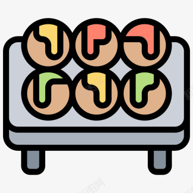 全套海鲜Takoyaki海鲜12原色图标图标