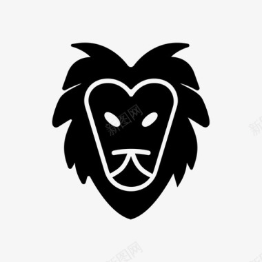 纯野生狮子动物脸图标图标