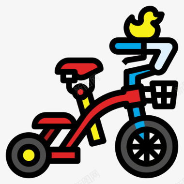三轮车儿童玩具1线性颜色图标图标